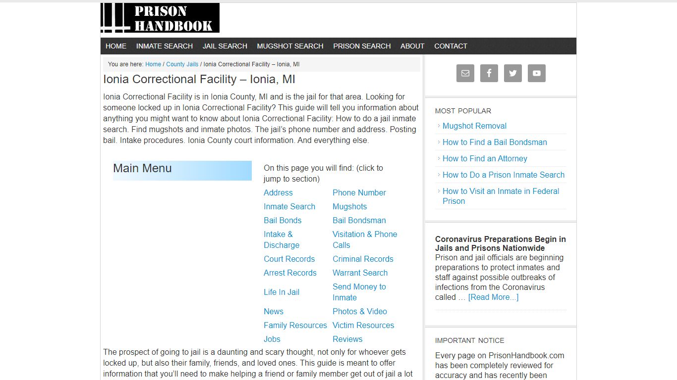 Ionia Correctional Facility – Ionia, MI - Prison Handbook